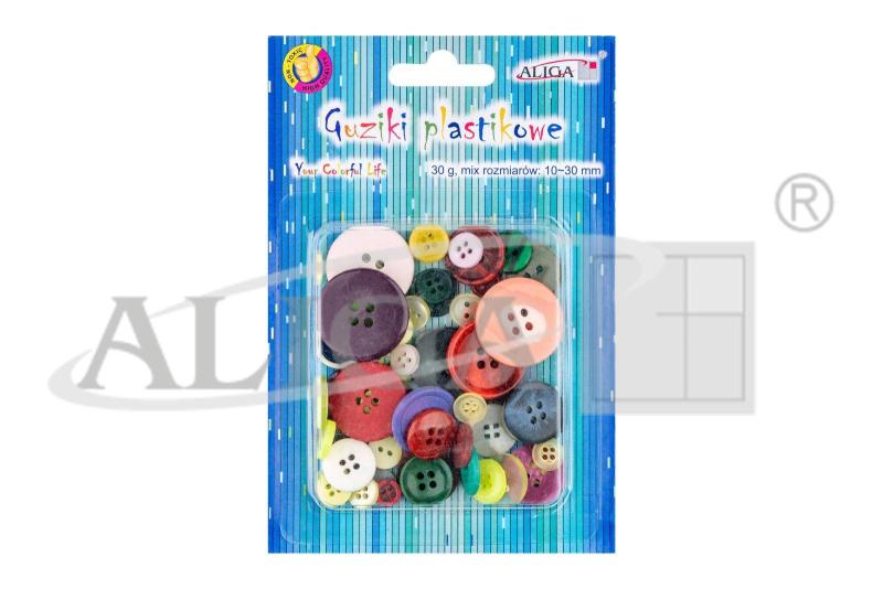 GUZIKI PLASTIKOWE GUZ-7573 MIX KOL.I ROZ. 10-30MM 30G