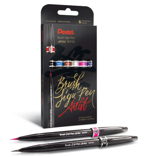 PISAK PĘDZELKOWY BRUSH SIGN PEN ARTIST KOMPLET 6 SZTUK