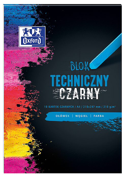 BLOK TECHNICZNY A4/10 CZARNY OXFORD 225G