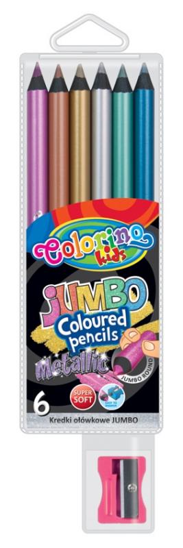 KREDKI OŁÓWKOWE 6 COLORINO METALICZNE JUMBO ETUI