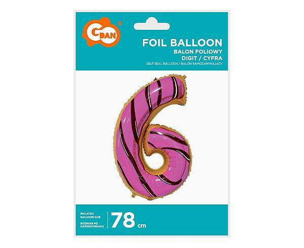 BALON FOLIOWY '6' CIASTECZKO 78CM