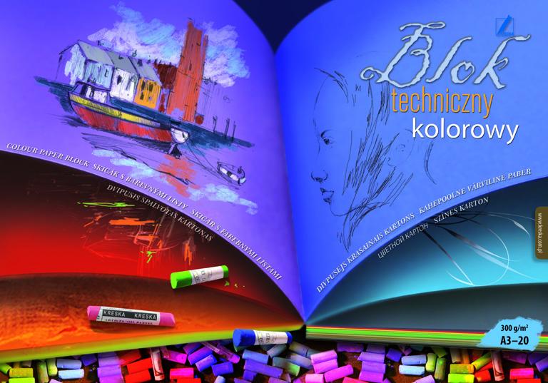 BLOK TECHNICZNY A3/20 KOLOR 300G KRESKA