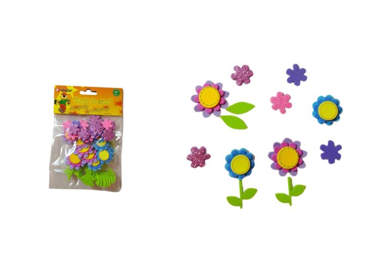 NAKLEJKI Z PIANKI KWIAT BROKAT + KWIAT PASTEL