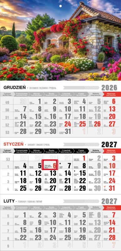 KALENDARZ TRÓJDZIELNY KTM JEDNOPLANSZOWY Z MAGNESEM 2027