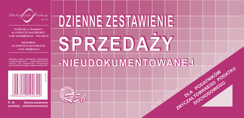 DRUK M DZIENNE ZEST.SPRZED.NIEUDOKU NOWE