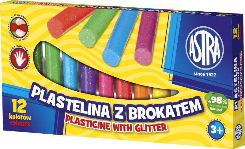 PLASTELINA 12 ASTRA Z BROKATEM