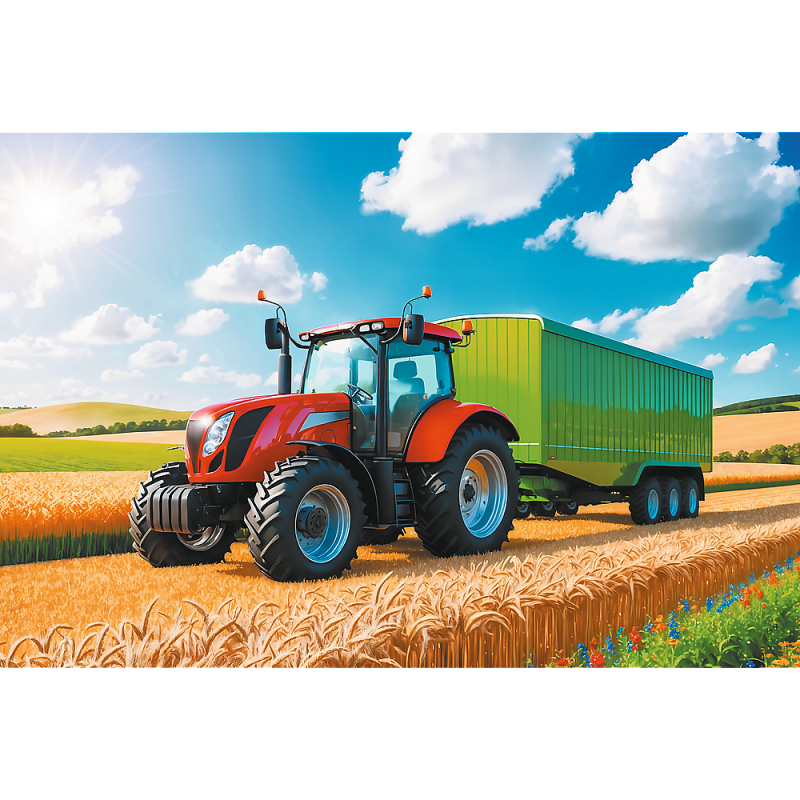 PUZZLE 100 TREFL MASZYNY ROLNICZE TRAKTOR Z PRZYCZEPĄ