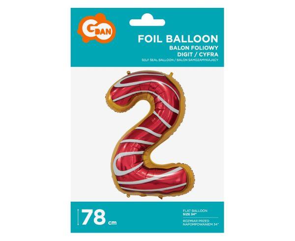 BALON FOLIOWY '2' CIASTECZKO 78CM