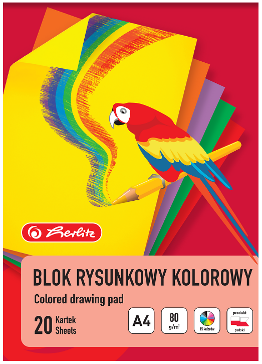 BLOK RYSUNKOWY A4/20 HERLITZ 80G KOLOROWY