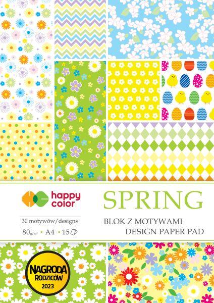 BLOK Z MOTYWAMI A4/15 SPRING 80G HAPPY COLOR