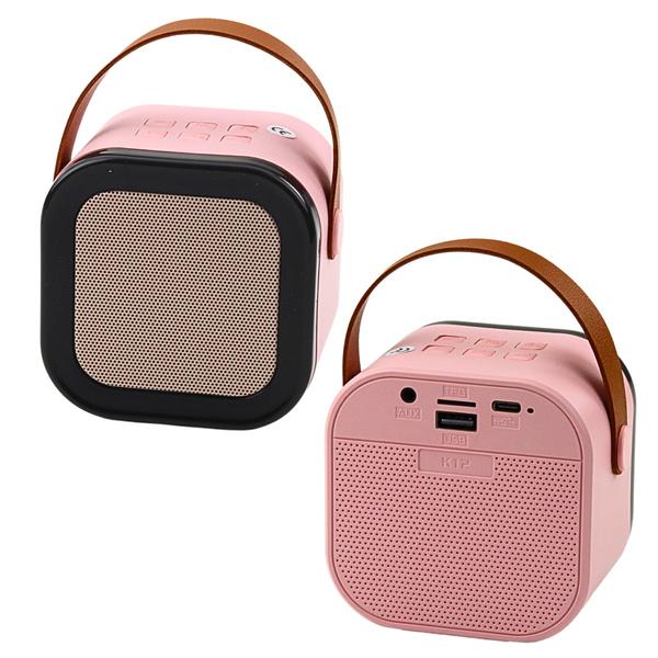 ZESTAW KARAOKE GŁOŚNIK MIKROFON BEZPRZEWODOWY K12 RGB BLUETOOTH RÓŻOWY