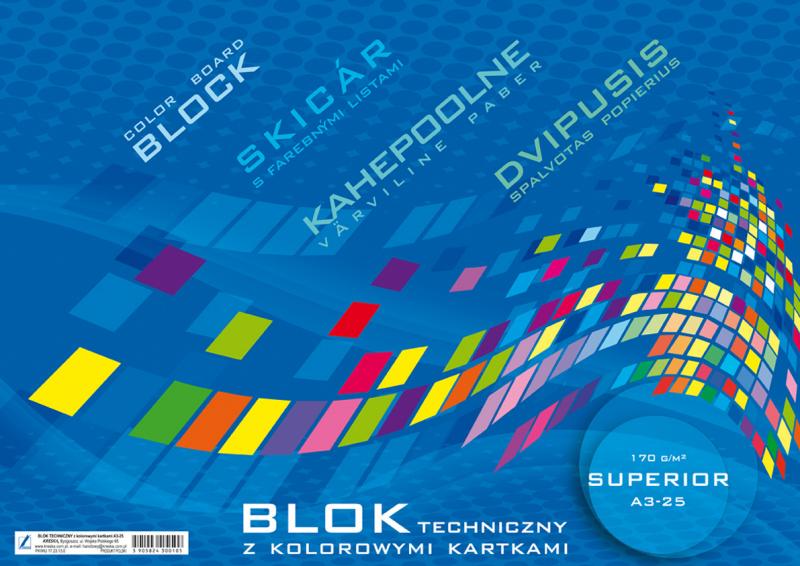 BLOK TECHNICZNY A3/25 KOLOR SUPERIOR 170G KRESKA