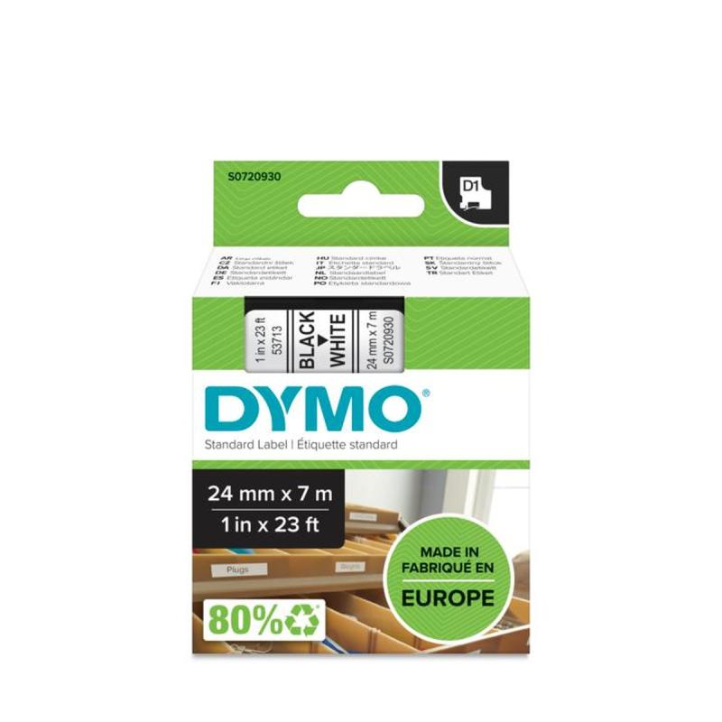 TAŚMA DYMO 24MM CZARNO BIAŁA