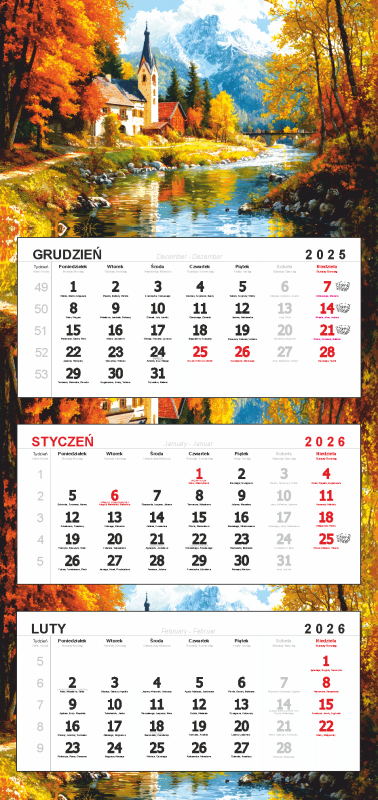 KALENDARZ TRÓJDZIELNY KTR2 PŁASKA GŁÓWKA