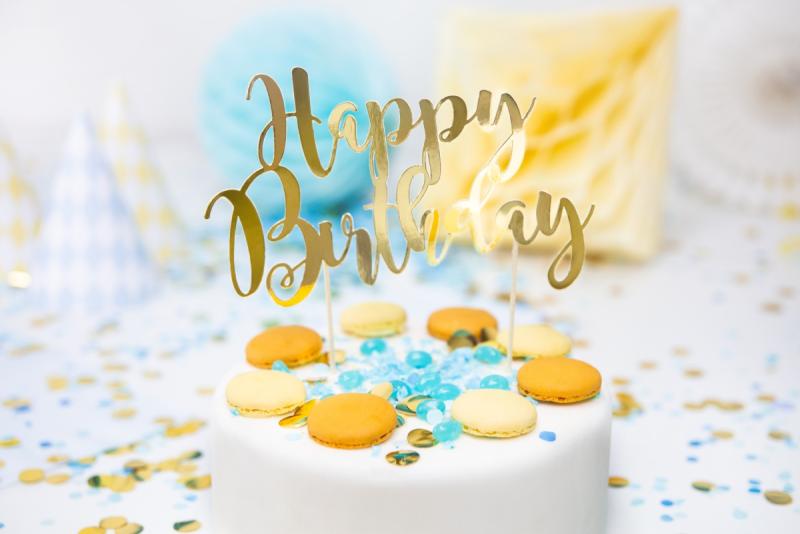 TOPPER NA TORT HAPPY BIRTHDAY ZŁOTY
