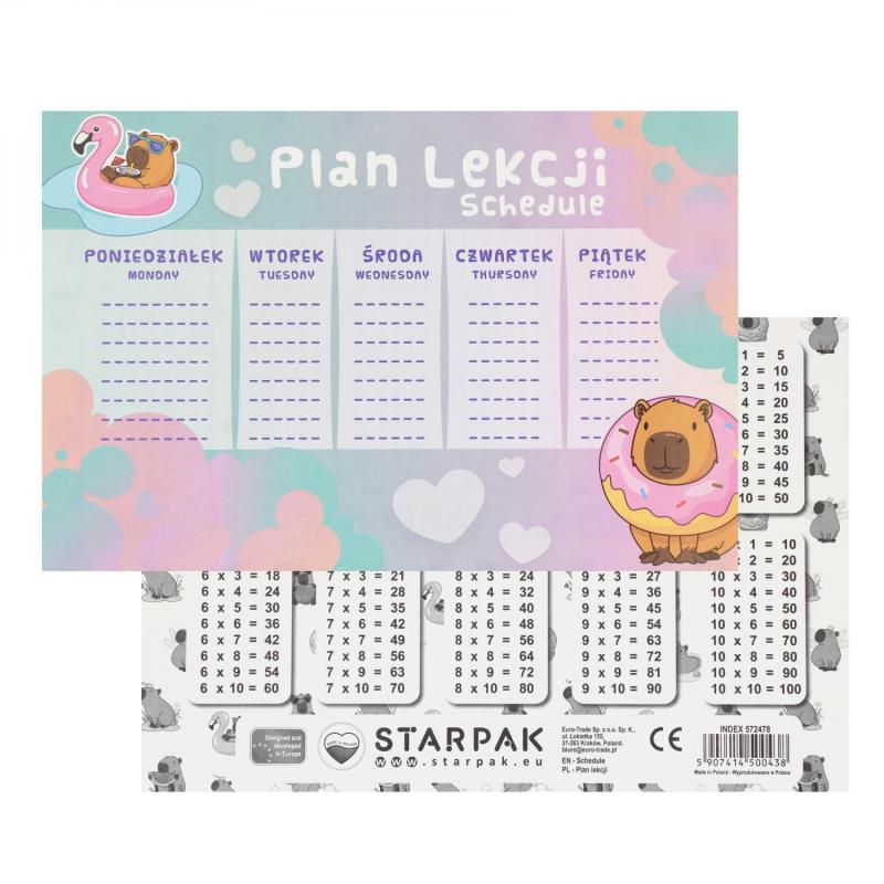 PLAN LEKCJI+TABLICZKA MNOŻENIA KAPIBARA A/25