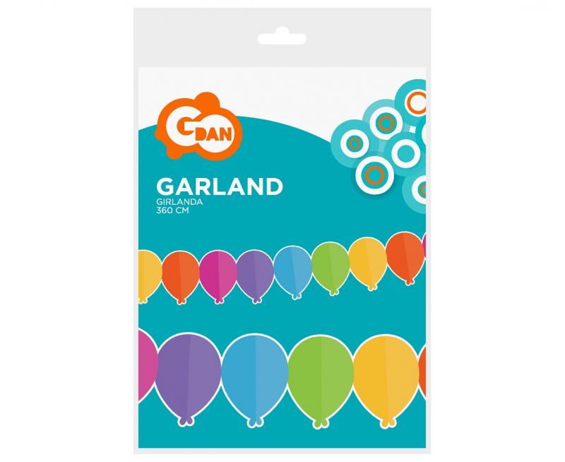 GIRLANDA PAPIEROWA KOLOROWE BALONIKI 360X13,3X18CM