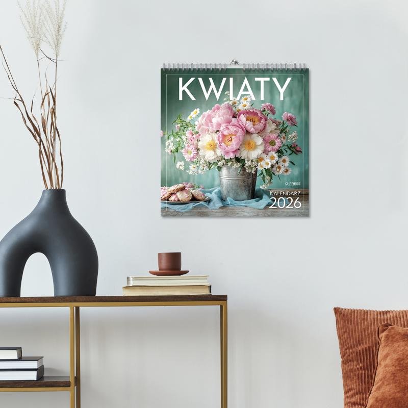 KALENDARZ ŚCIENNY 33X33 KWIATY AREX SPIRALA