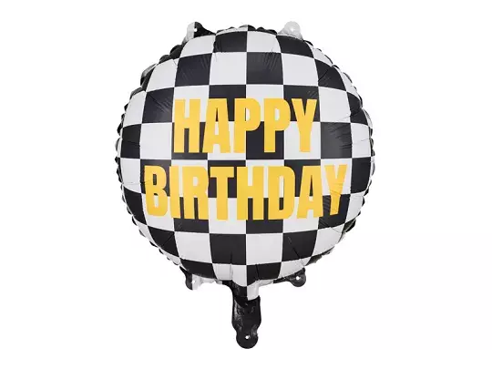 BALON FOLIOWY SZACHOWNICA HAPPY BIRTHDAY 45CM MIX