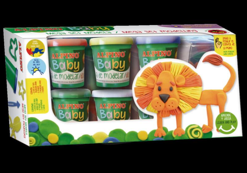 MASA PLASTYCZNA BABY 6 KOL 85G LEW + FOREMKI ALPINO