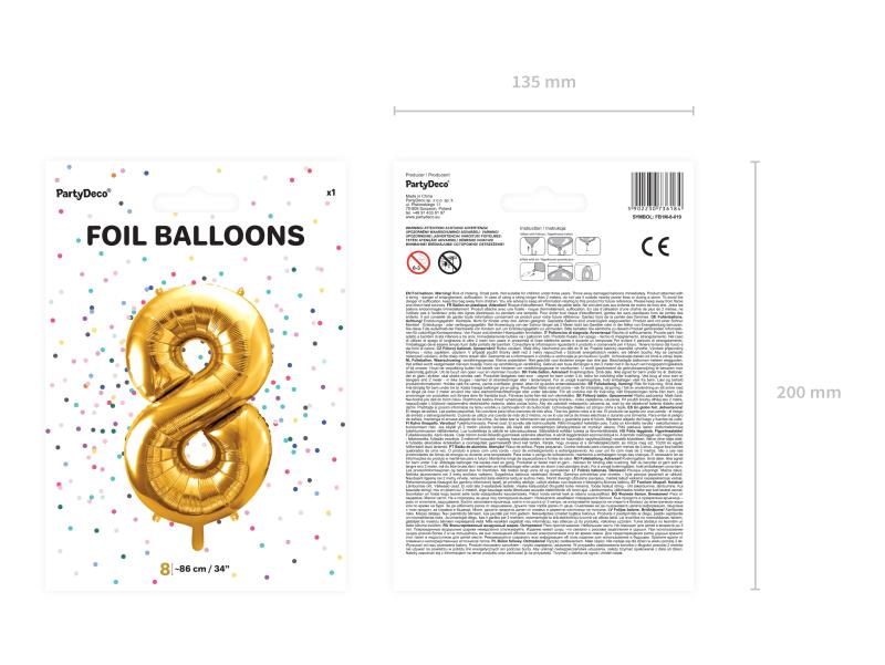 BALON FOLIOWY 8 86CM ZŁOTY