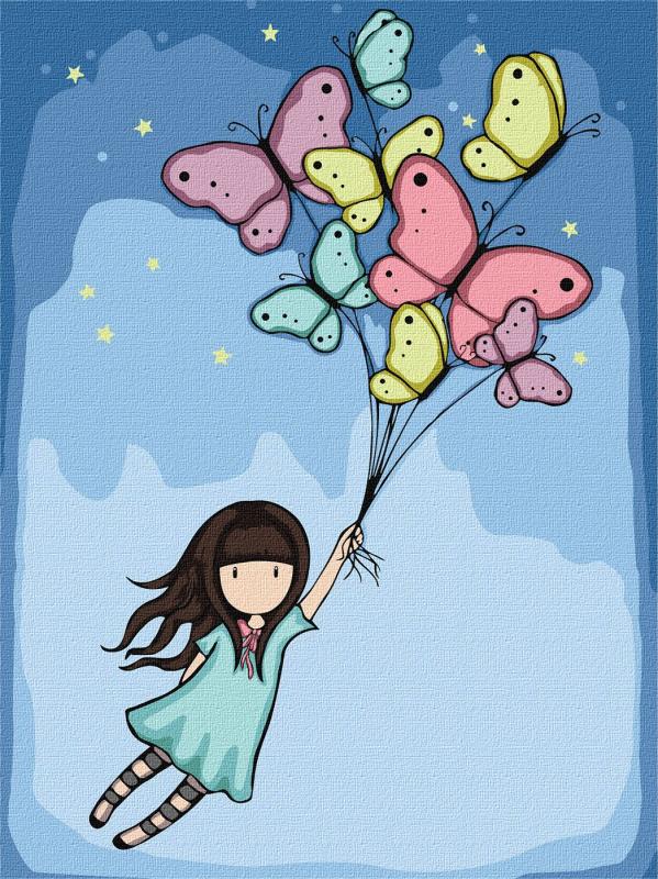 ZESTAW DO MALOWANIA PO NUMERACH KIDS FLIGHT OF THE BUTTERFLIES SANTORO GORJUSS COLLECTION 30X40CM