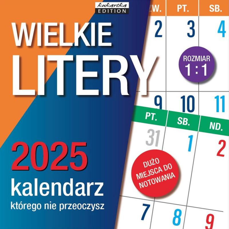 KALENDARZ ŚCIENNY CLASSIC Q WIELKIE LITERY