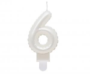 ŚWIECZKA B&C CYFERKA 6 PERŁOWA BIAŁA 7CM