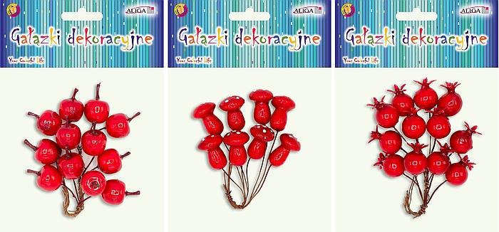GAŁĄZKI DEKORACYJNE DPG-2854 ZAW. 3 WZORY 12SZT.DŁ.11CM+12SZT #ŚWIĘTA