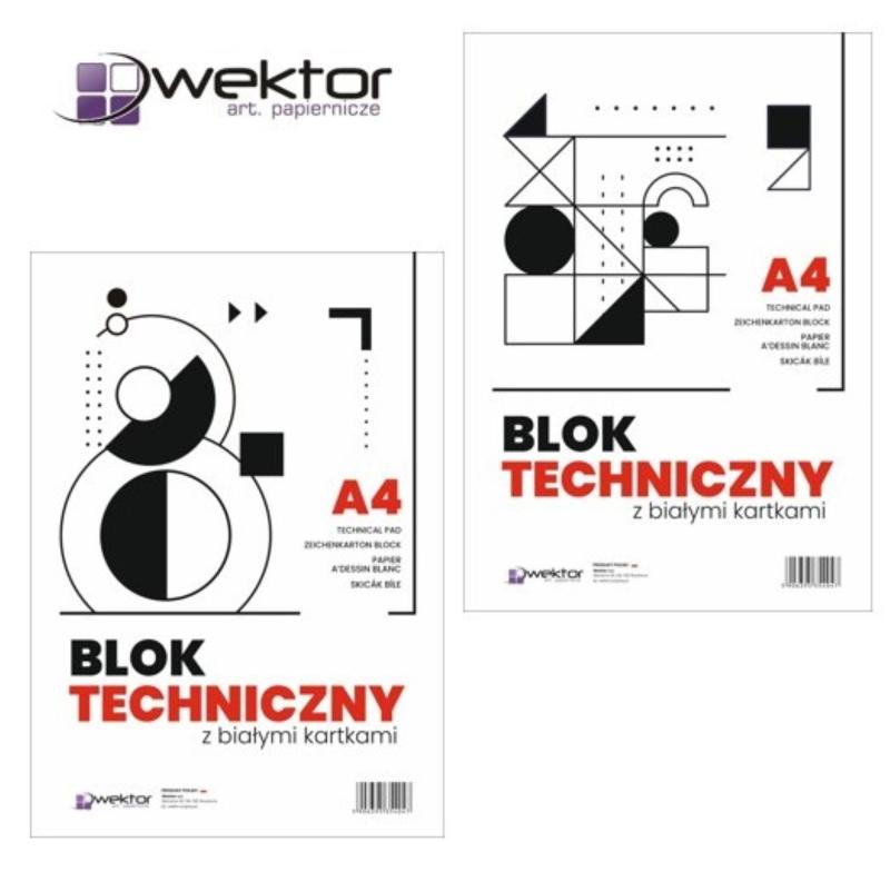 BLOK TECHNICZNY A4 BIAŁY WEKTOR 140G 10 KARTEK