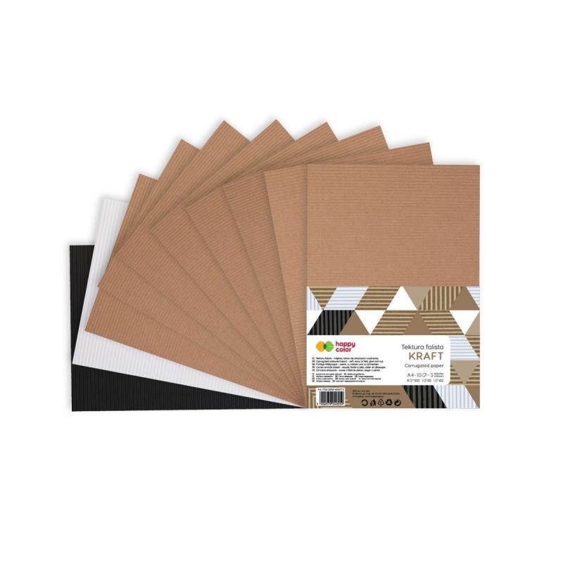 TEKTURA FALISTA KRAFT2 A4/10 3 KOLORY HAPPY COLOR
