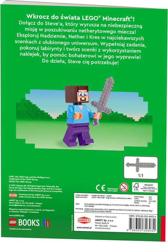 KSIĄŻECZKA LEGO MINECRAFT.WYPRAWA PO NETHERYTOWY MIECZ