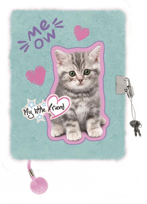 PAMIĘTNIK Z KŁÓDKĄ A5/96 MY LITTLE FRIEND MINT KITTY WŁOCHACZ