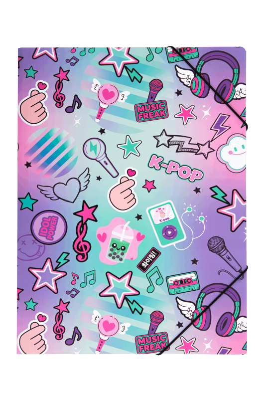 TECZKA KARTONOWA A3 Z GUMKĄ K-POP - RAINBOW
