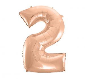 BALON FOLIOWY B&C CYFRA 2 RÓŻOWO-ZŁOTA 92CM
