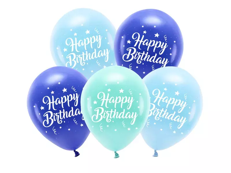 BALONY ECO 26CM HAPPY BIRTHDAY NIEBIESKIE