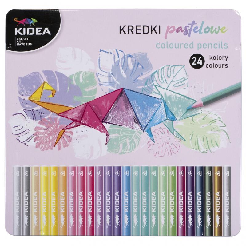 KREDKI OŁ 24KOL PASTEL TRÓJ W METAL KIDEA