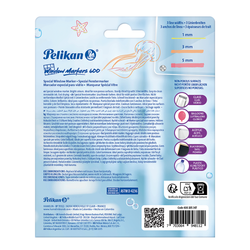 MARKERY PELIKAN 8 DO SZYB 600 MIX BX
