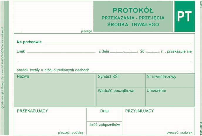 DRUK M PROTOKÓŁ PRZEK.-PRZEJ.ŚRODKA TRWAŁ.