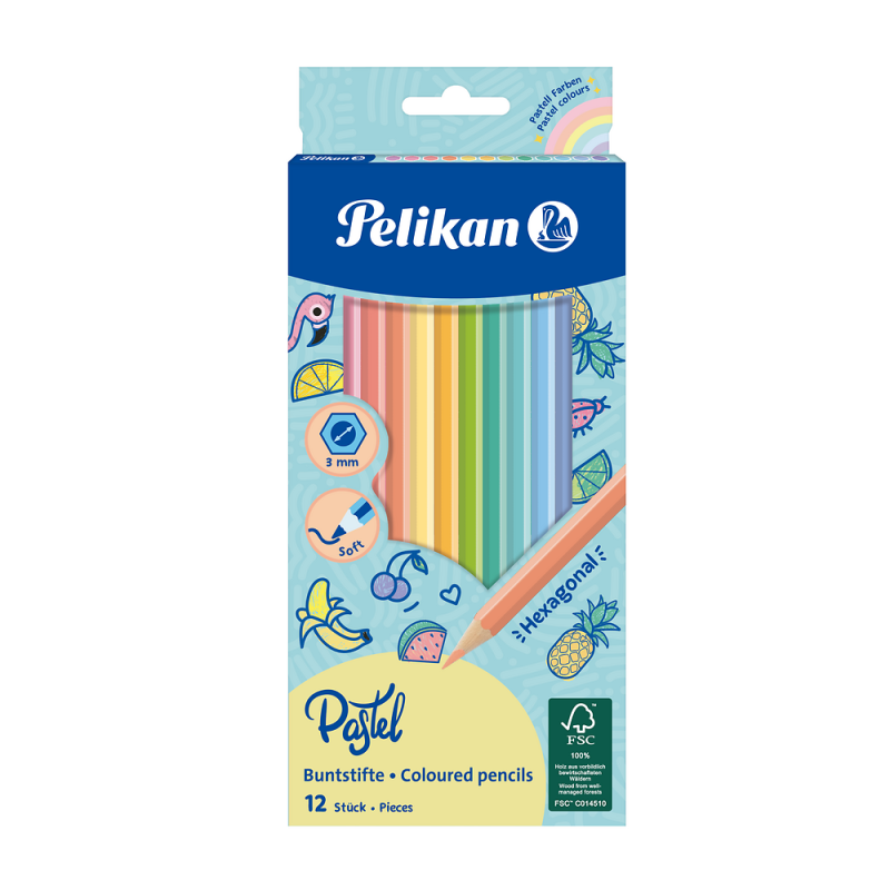 KREDKI 12 PELIKAN DREWNO PASTELL