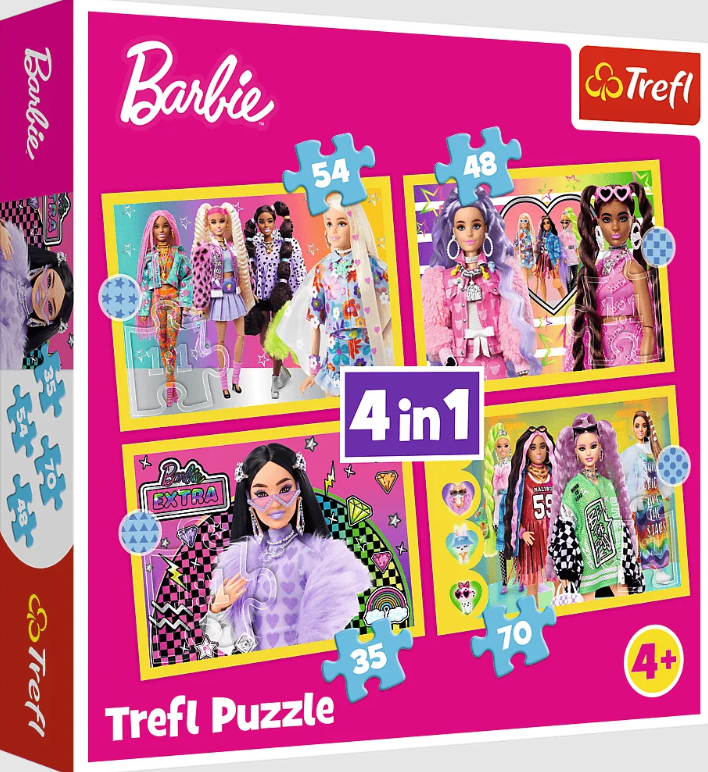 PUZZLE 4W1 TREFL WESOŁY ŚWIAT BARBIE