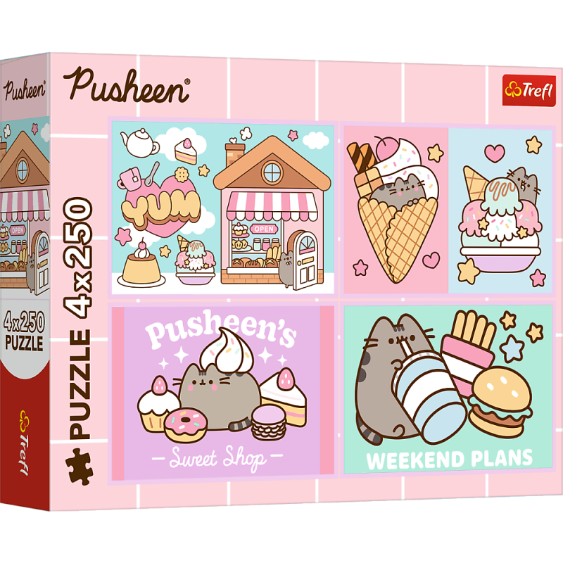 PUZZLE 4X250 TREFL POZNAJCIE PUSHEENA