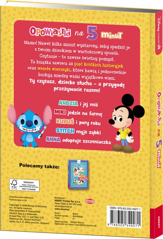 KSIĄŻECZKA DISNEY MALUCH. OPOWIASTKI NA 5 MINUT CZYTA MAMA SŁUCHAM JA
