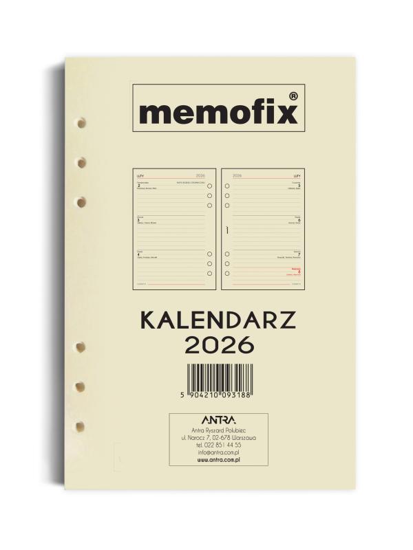WKŁAD KALENDARZOWY A5 TDW MEMOFIX TYDZIŃ DO WGLĄDU