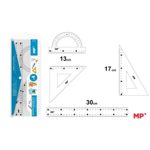 ZESTAW GEOMETRYCZNY 4 CZĘŚCIOWY MP OPAKOWANIE KOPERTOWE Z ZATRZASKIEM