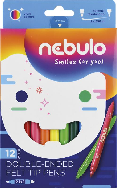 FLAMASTRY DWUSTRONNE 12 KOL. NEBULO