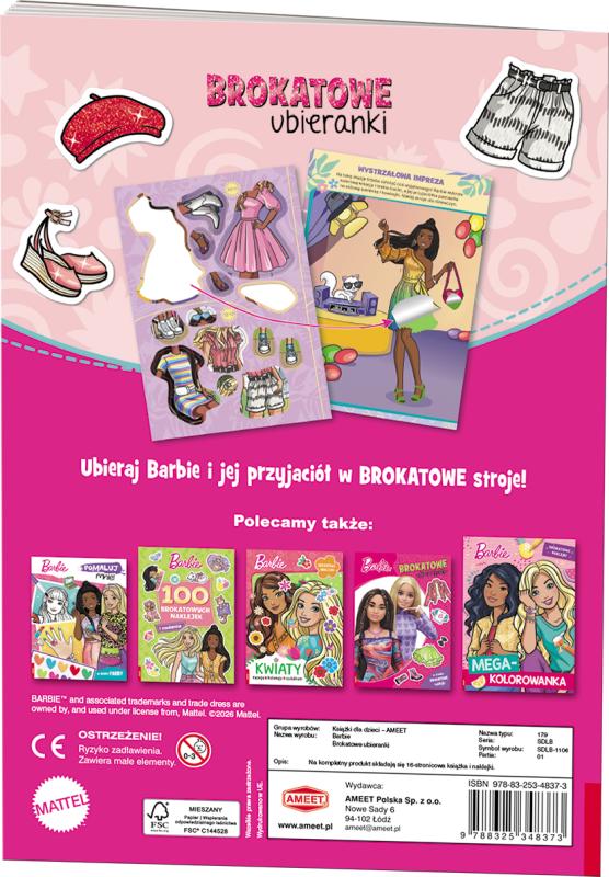 KSIĄŻECZKA MATTEL BARBIE. BROKATOWE UBIERANKI