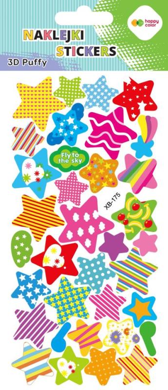 NAKLEJKI 3D PUFFY-COLORFUL STARS 9,5CMX22CM HAPPY COLOR