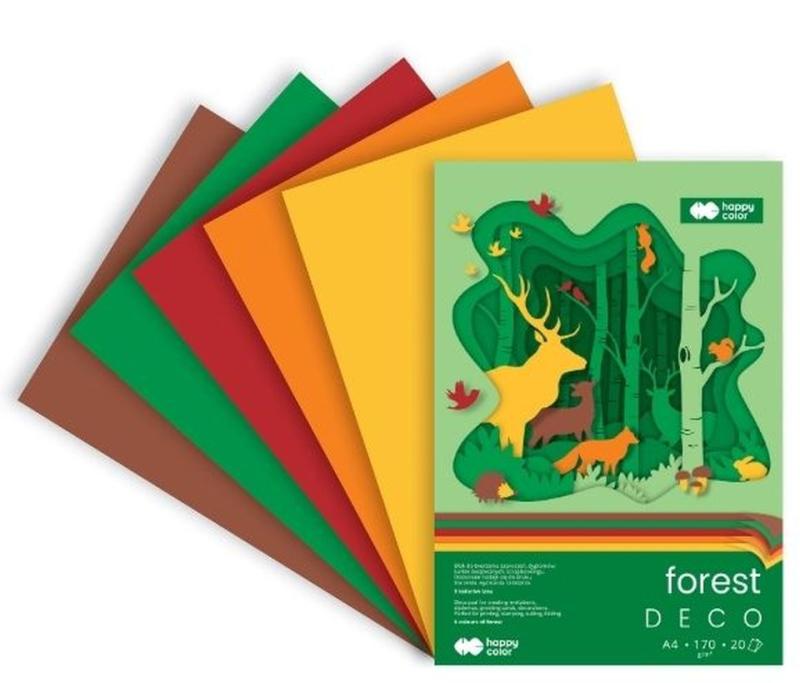 BLOK HOBBY DECO A4/20 FOREST 170G/M2 5 KOLORÓW HAPPY COLOR