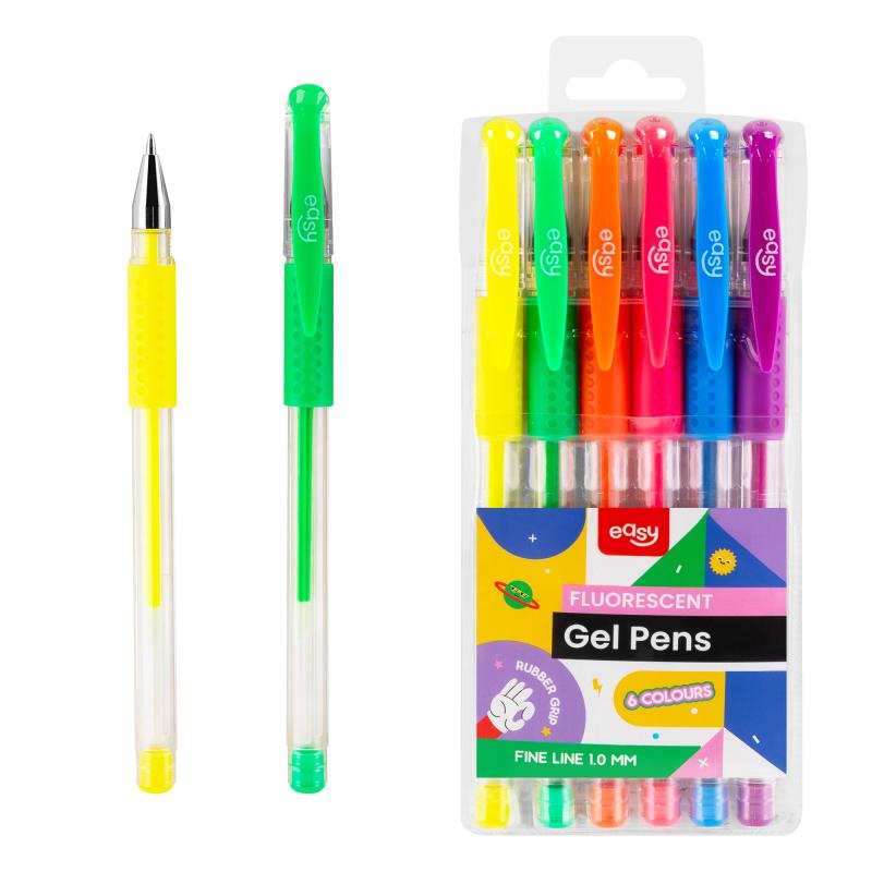 DŁUGOPIS EASY ŻEL.FLUO 6KOL.